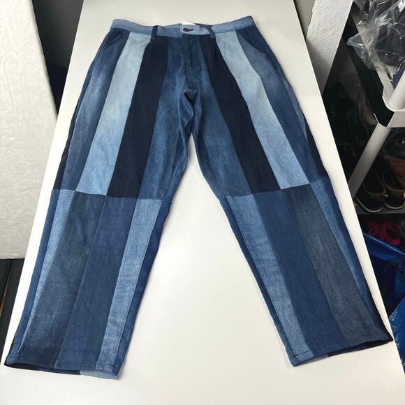 Tommy Remixed Patchwork Jeans Tommy Hilfiger Size 3 (16) 35inX27.5in High Rise - Picture 4 of 16